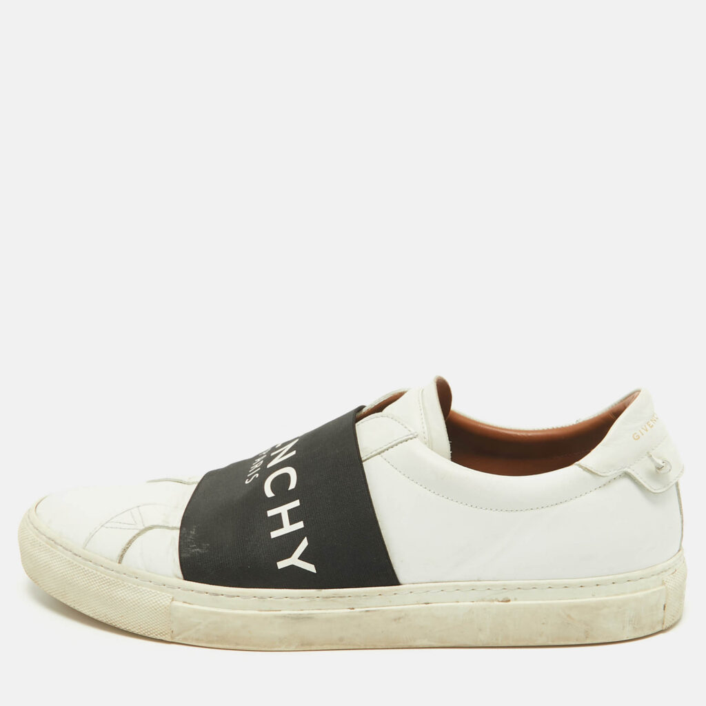 luxury-men-givenchy-used-shoes-p1159996-010 Givenchy Black/White Leather Urban Street Logo Slip On Sneakers Size 45
