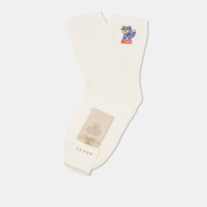 Gucci White Cotton Treccina Latte Socks M (24-26 cm)