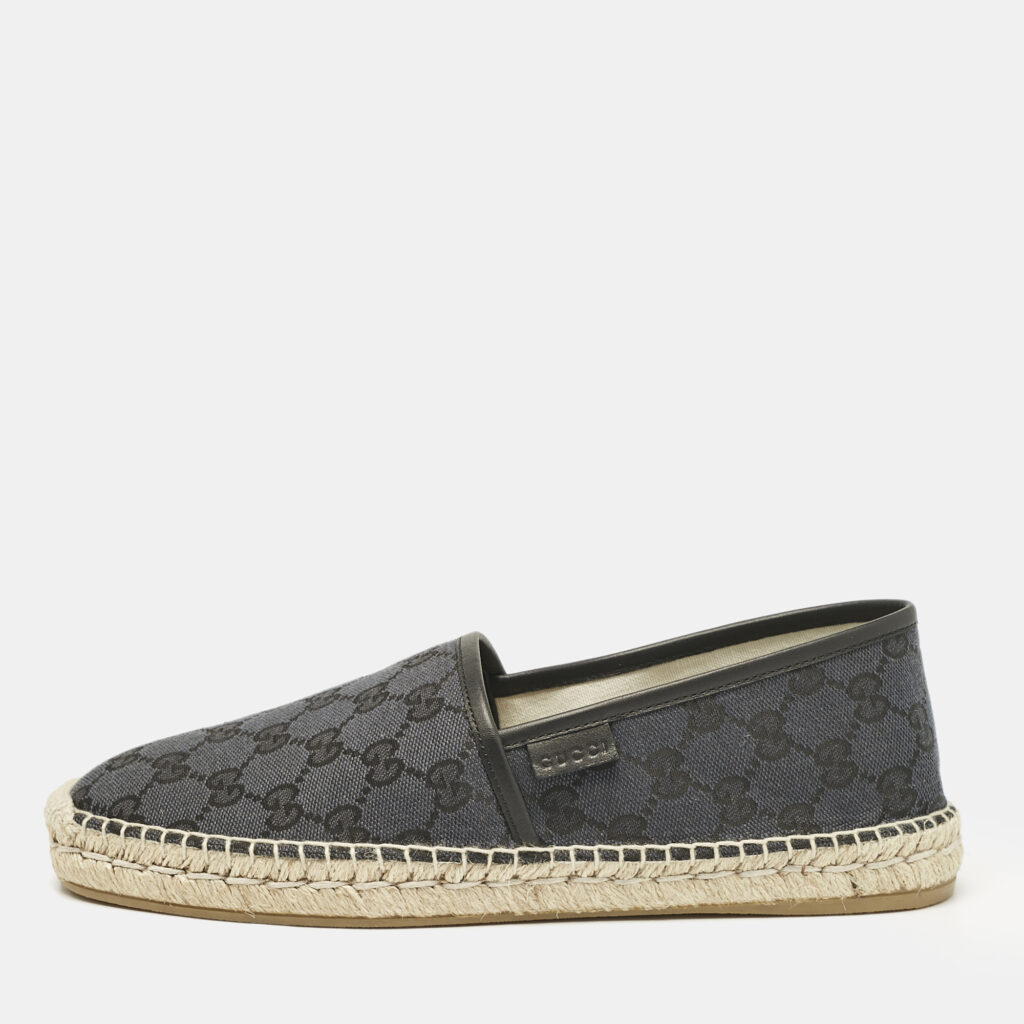 luxury-men-gucci-new-shoes-p1117650-003 Gucci Black/Blue GG Canvas and Leather Espadrille Flats Size 42