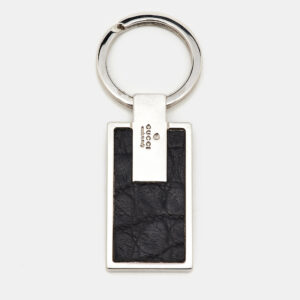 Gucci Leather Silver Tone Key Chain