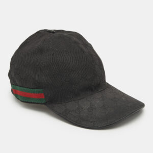 Gucci Black Web Detail GG Canvas Baseball Cap S