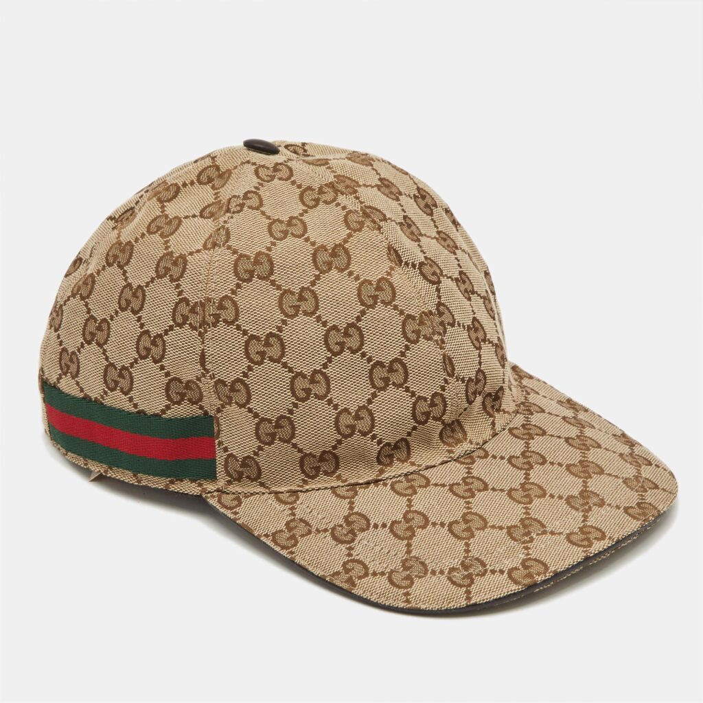 luxury-men-gucci-used-accessories-p1168355-002 Gucci Beige GG Canvas Baseball Cap S