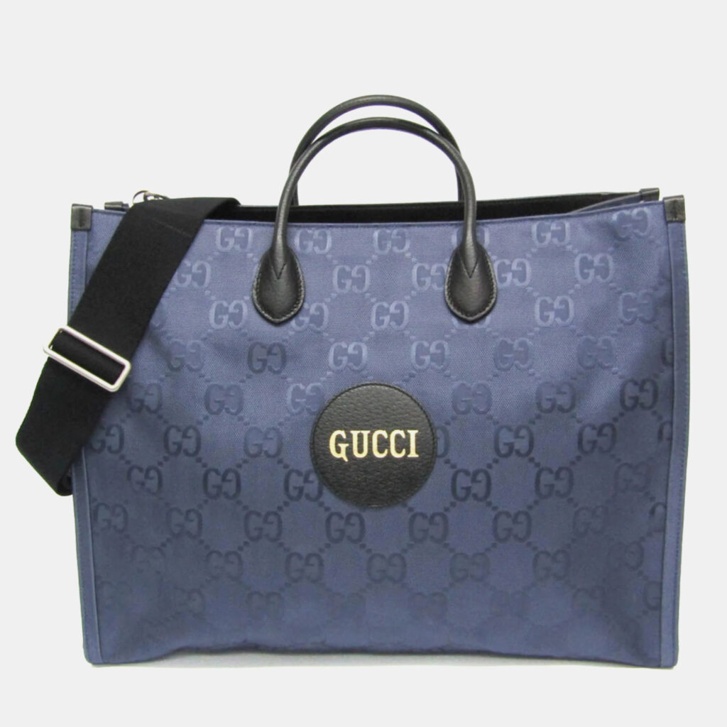 luxury-men-gucci-used-bags-p1098352-004 Gucci Off The Grid Nylon Leather Handbag Shoulder Bag Black Navy