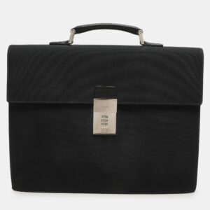 Gucci Black Nylon and Leather Combination Lock Briefcase