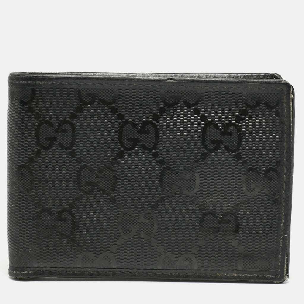luxury-men-gucci-used-bags-p1159262-005 Gucci Black GG Crystals Canvas Bifold Wallet