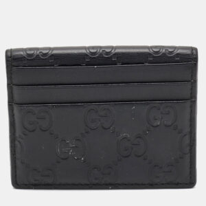 gucci black guccissima leather bifold card holder