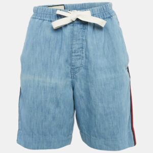 Gucci Blue Denim Contrast Tape Trimmed Bermuda Shorts XXS