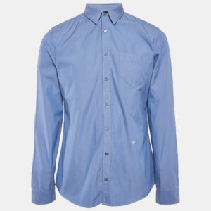 Gucci Navy Blue Chambray Cotton Button Front Shirt XL