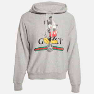 Gucci x Disney Grey Mickey Print Cotton Hooded Sweatshirt XS