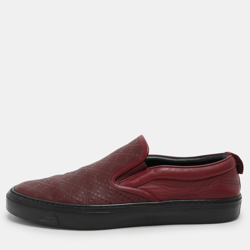 luxury-men-gucci-used-shoes-p1046323-003 Gucci Burgundy Diamante Leather Slip On Sneakers 41.5
