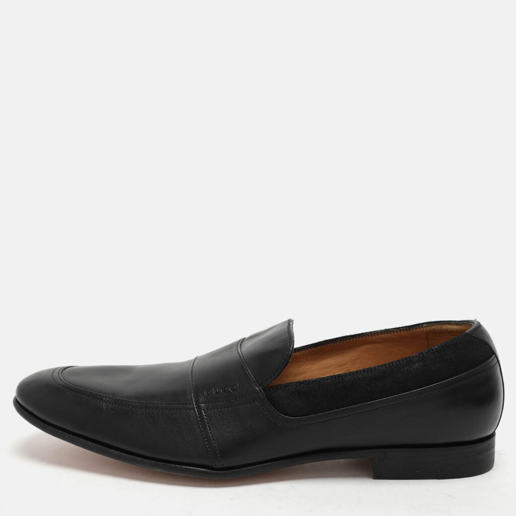 luxury-men-gucci-used-shoes-p1047096-011 Gucci Black Leather and Suede Loafers Size 40