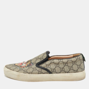 Gucci Black Microguccissima Leather Slip On Espadrille Flats Size 44