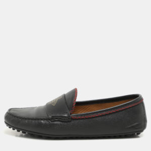 Gucci Black Leather Bee Loafers Size 42