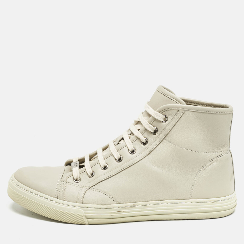 luxury-men-gucci-used-shoes-p1155698-010 Gucci Grey Leather High Top Sneakers Size 43