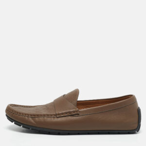 Gucci Beige Leather Slip On Penny Loafers Size 44