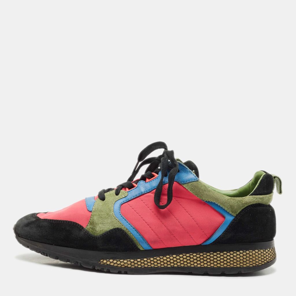 luxury-men-gucci-used-shoes-p1162396-003 Gucci Multicolor Nylon and Suede Lace Up Sneakers Size 42