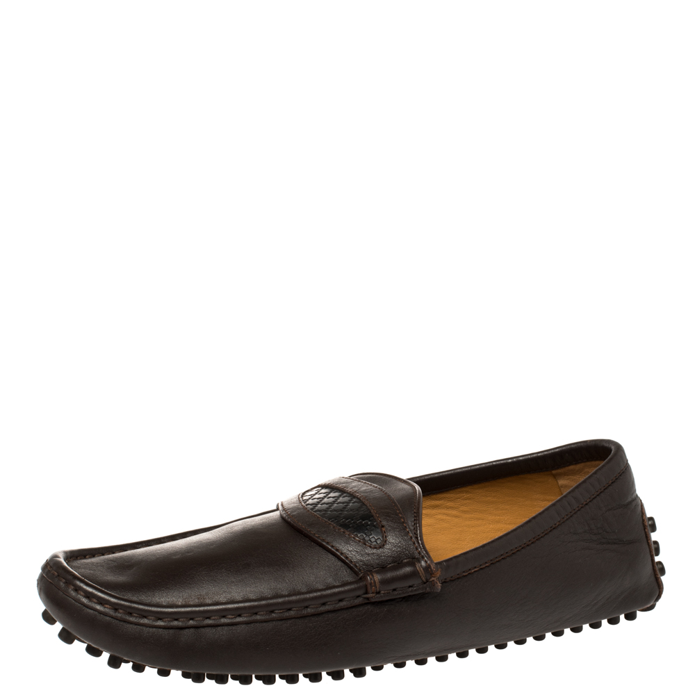 luxury-men-gucci-used-shoes-p387614-006 Gucci Brown Leather Slip On Loafers Size 41