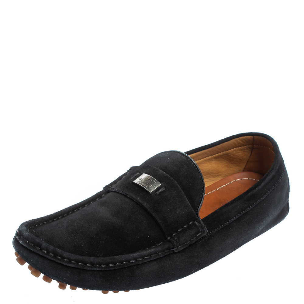 Gucci Black Suede Slip on Loafers Size 41.5