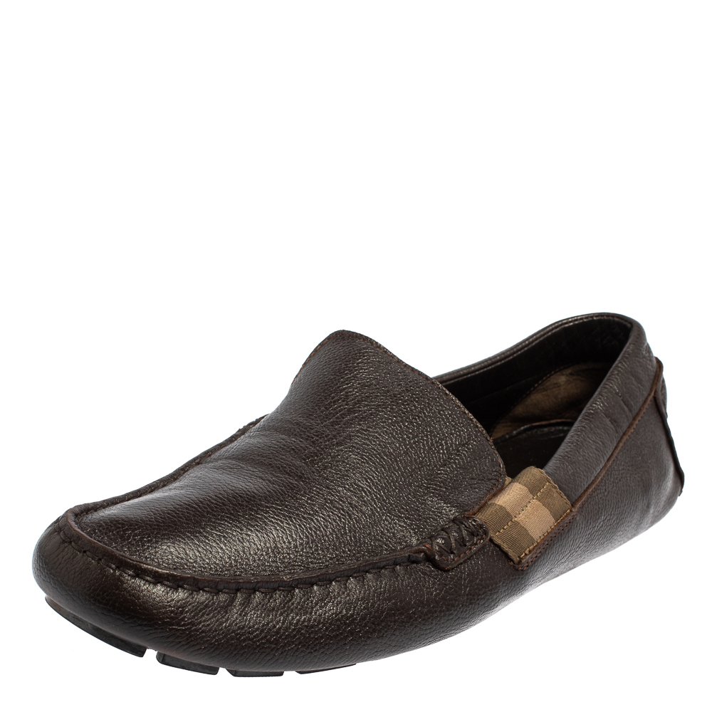 luxury-men-gucci-used-shoes-p425932-001 Gucci Dark Brown Leather Slip On Loafers Size 43.5