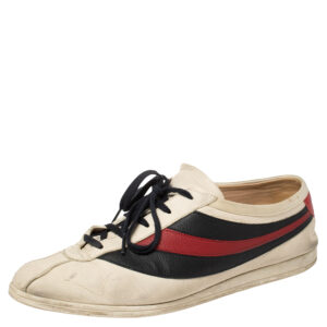 Gucci White/Blue Leather Falacer Sneakers Size 44