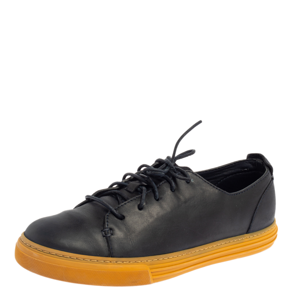luxury-men-gucci-used-shoes-p458175-006 Gucci Navy Blue Leather Low Top Sneakers Size 42