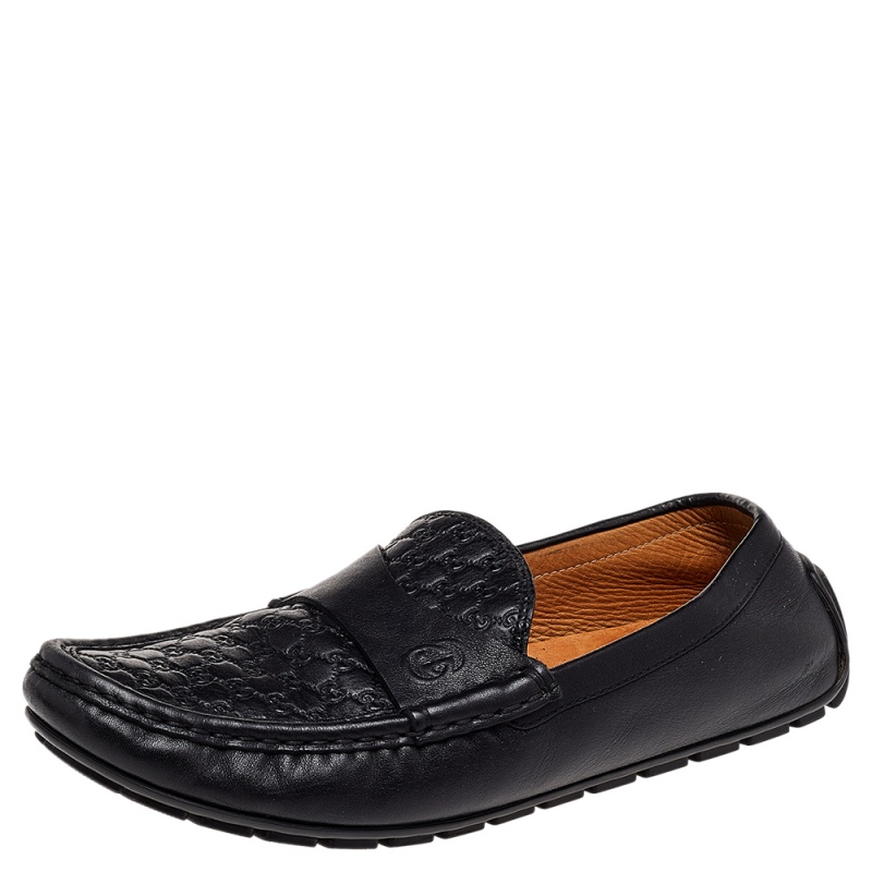 luxury-men-gucci-used-shoes-p499710-1632368928-003 Gucci Black Microguccissima Leather Slip On Loafers Size 37.5