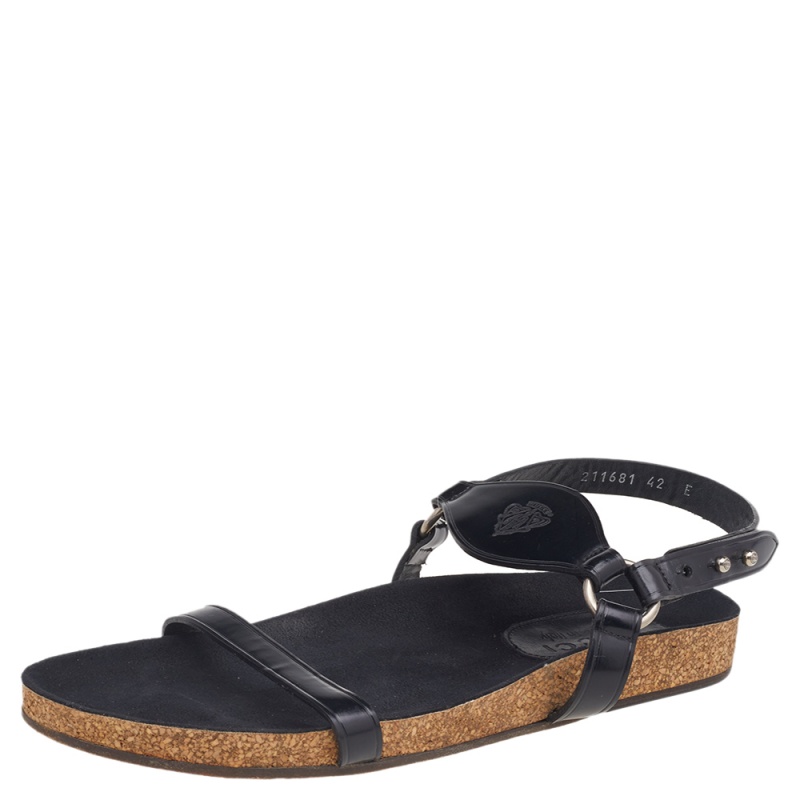 luxury-men-gucci-used-shoes-p517144-1635656310-005-2 Gucci Black Leather Hysteria Flat Sandals Size 42