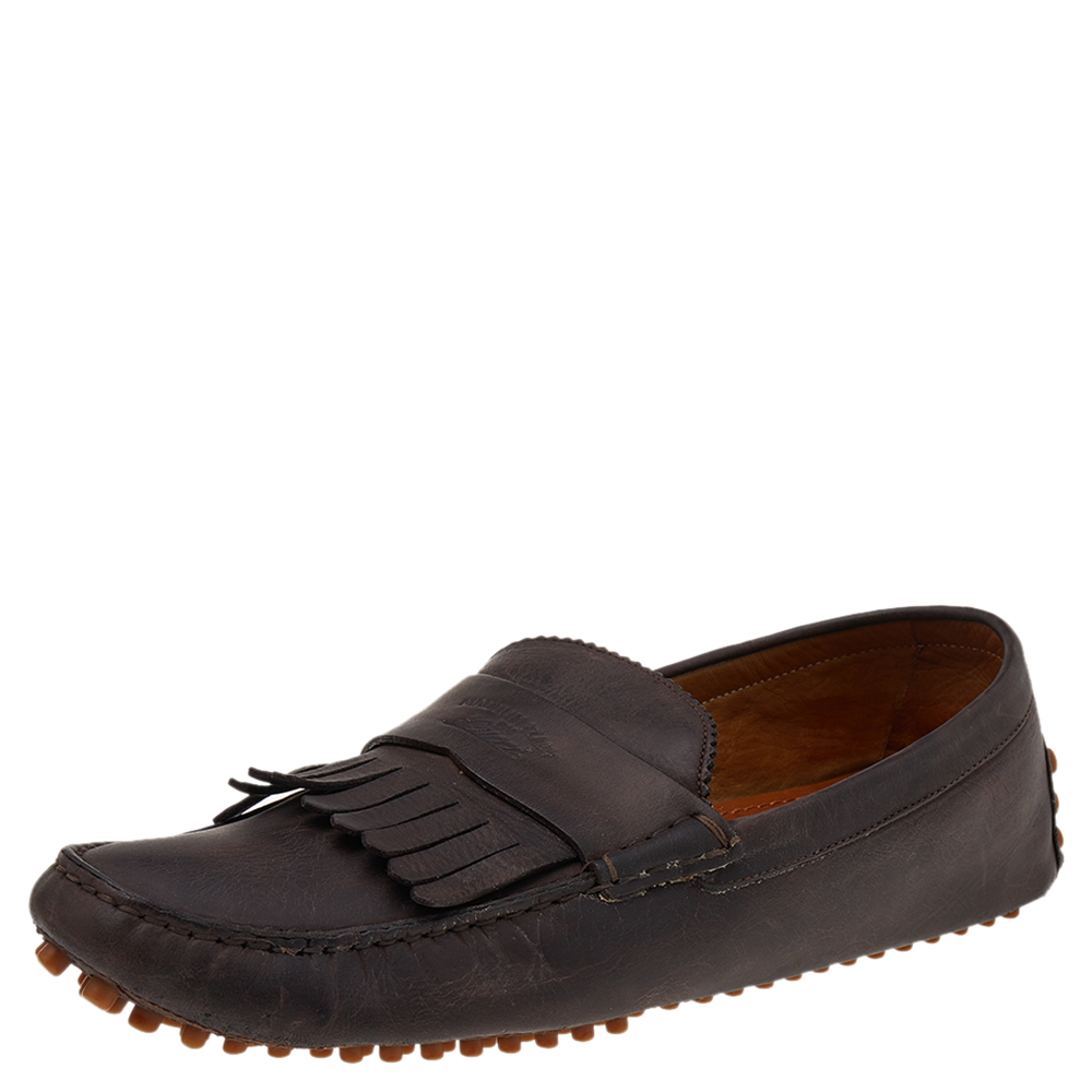 luxury-men-gucci-used-shoes-p541097-007-2 Gucci Brown Leather Slip on Loafers Size 43.5