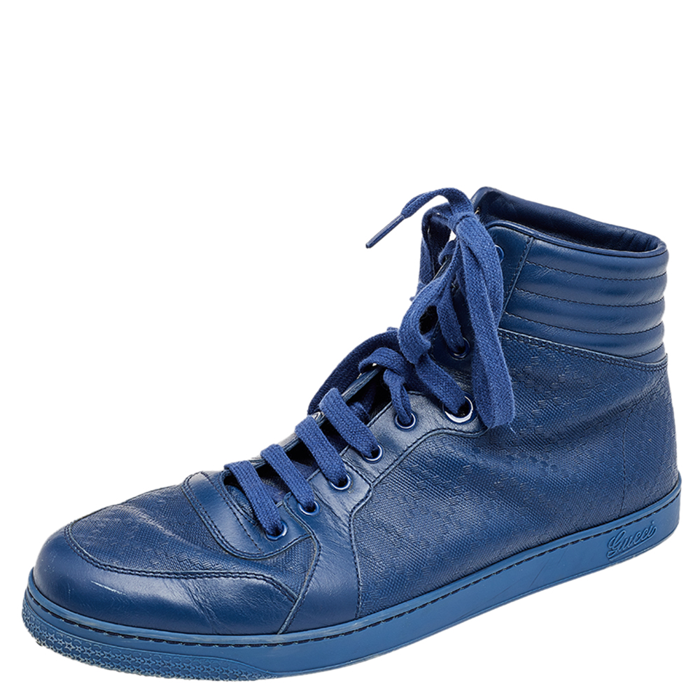 luxury-men-gucci-used-shoes-p564450-008-1 Gucci Blue Diamante Leather High Top Sneakers Size 44