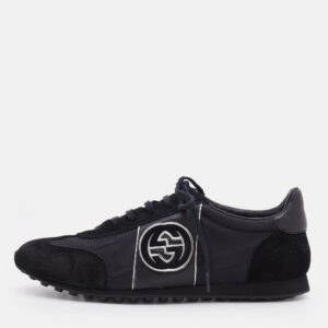 Gucci Black Suede And Nylon GG Low Top Sneakers Size 44.5