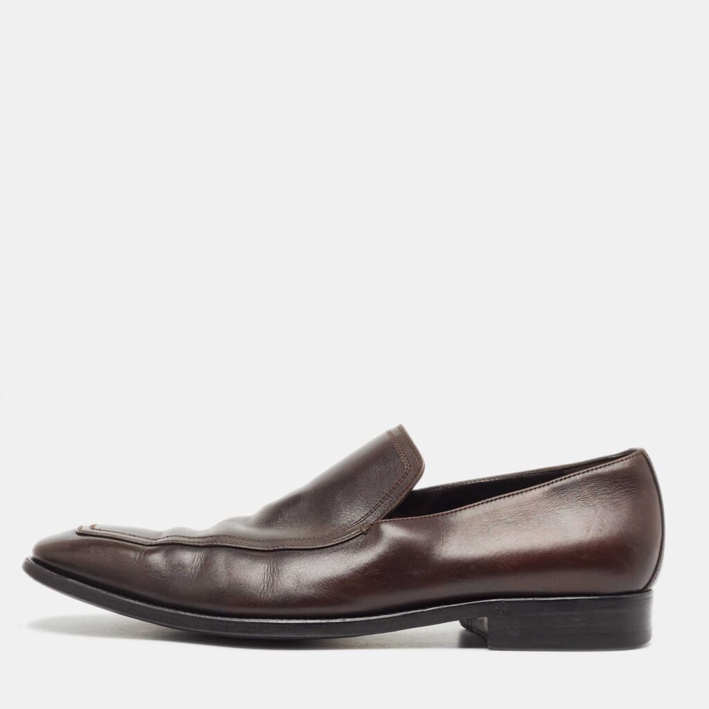 luxury-men-gucci-used-shoes-p920283-003 Gucci Brown Leather Horsebit Loafers Size 41