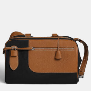 Hermes Black Canvas Leather Etriviere Pocket 35 Bag