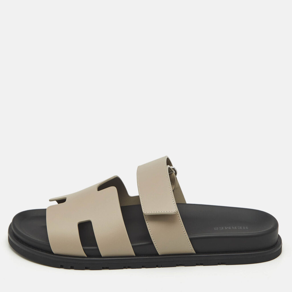 luxury-men-hermes-new-shoes-p1157237-010 Hermes Grey Leather Chypre Sandals Size 42.5