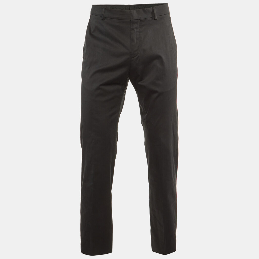 luxury-men-hermes-used-clothes-p1161378-004 Hermès Black Cotton Straight Leg Pants L
