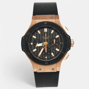 Hublot Black Carbon Fiber 18K Rose Gold Titanium Rubber Big Bang 301.PM.1780.RX Men's Wristwatch 44 mm