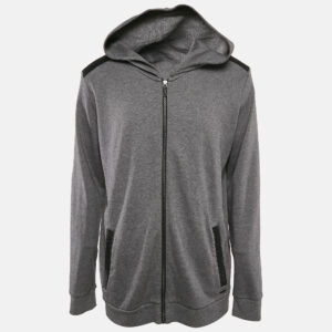 Hugo Hugo Boss Grey Cotton Knit Hooded Zip-Up Dellagio Jacket XXL