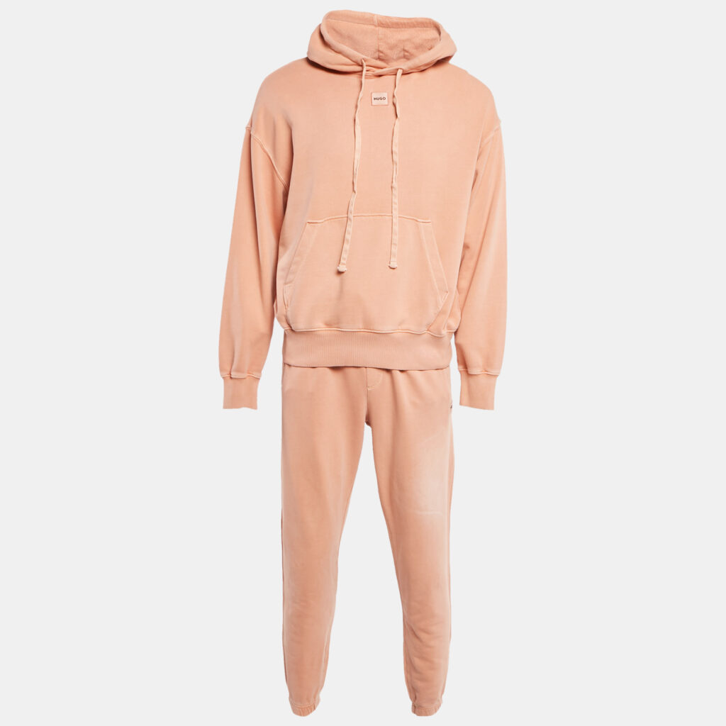 luxury-men-hugo-boss-used-clothes-p1099899-006 Hugo Boss Light Orange Cotton Knit Hoodie and Joggers Set S