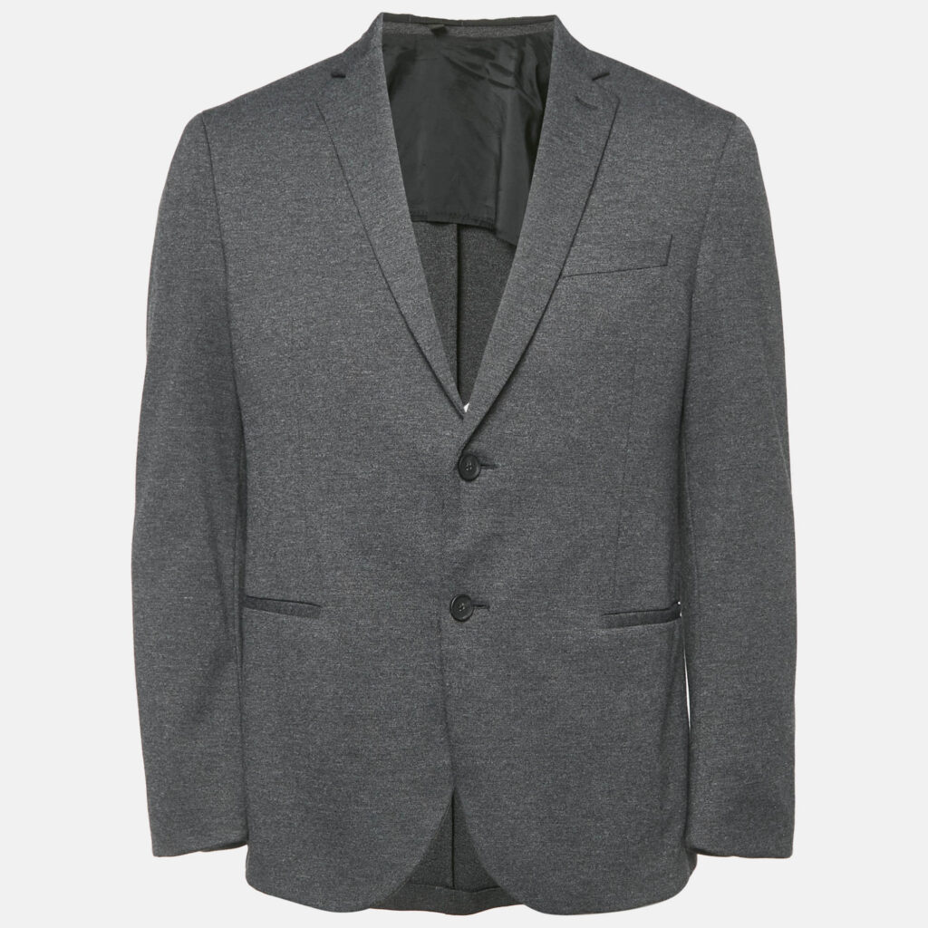 luxury-men-hugo-boss-used-clothes-p1162409-001 Hugo Boss Black Knit Button Front Tailored Blazer L