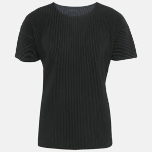 Issey Miyake Homme Plisse Black Plisse Round Neck T-Shirt L
