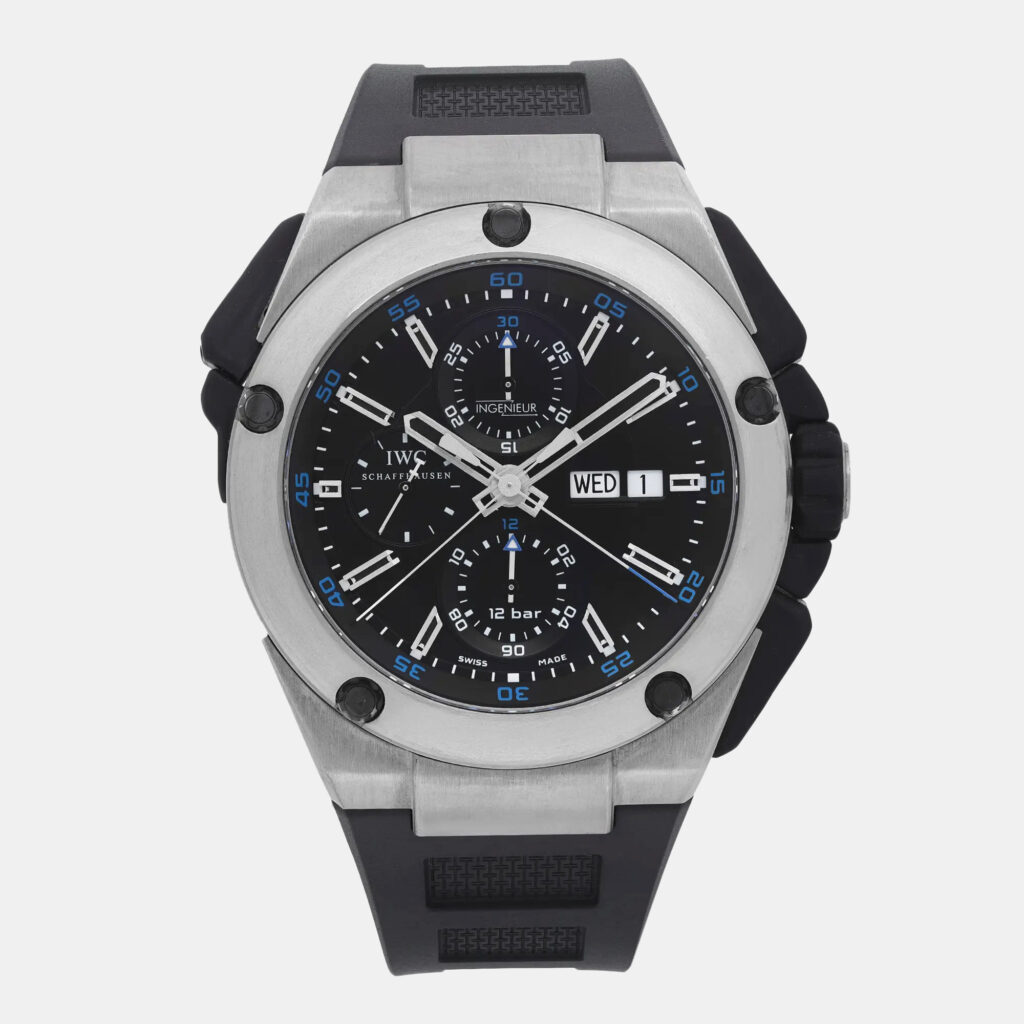 luxury-men-iwc-used-watches-p1099149-001 IWC Black Titanium Ingenieur Double chronograph IW386503 Automatic Men's Wristwatch 45mm