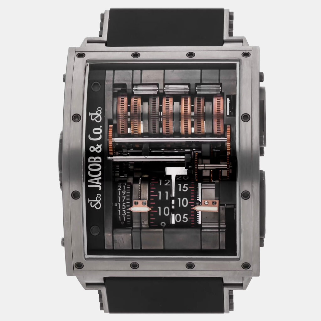 luxury-men-jacob-co-used-watches-p1154523-005 Jacob & Co. Quenttin Tourbillon Limited Edition QT100.20.NS.AA.A Manual Winding Titanium Skeleton Dial Men's Wristwatch 56x47mm