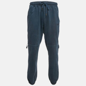 Jacquemus Navy Blue Logo Embroidered Cotton Knit Trackpants L