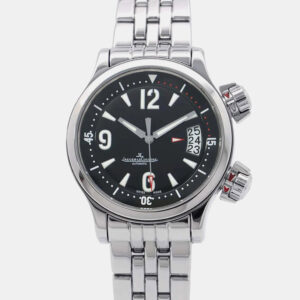 jaeger lecoultre black stainless steel master compressor q1728170 automatic men's wristwatch 37 mm