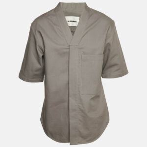 Jil Sander Grey Cotton Kimono Collar Shirt L