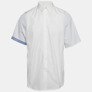 jil sander white cotton buttoned half sleeve shirt xl