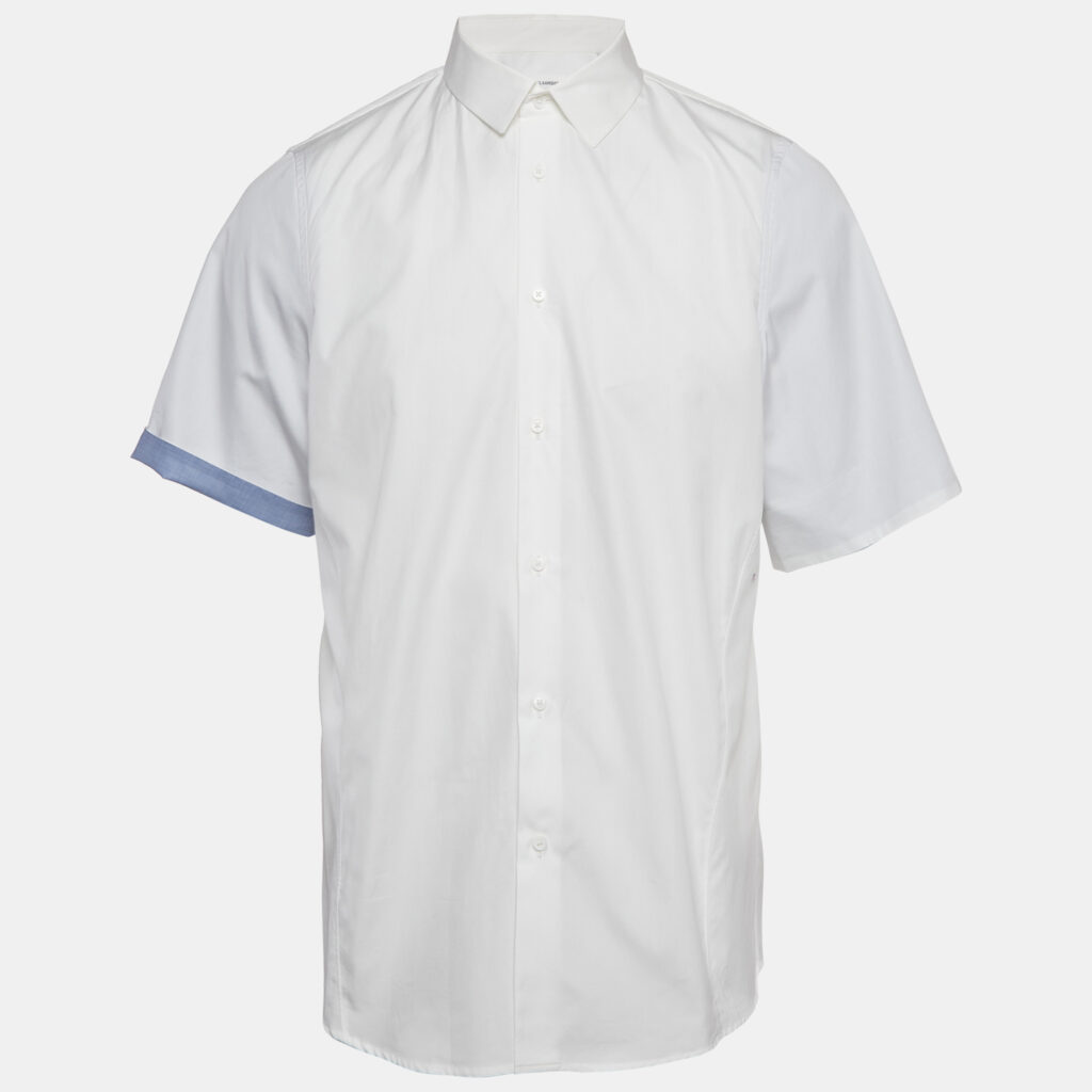 luxury-men-jil-sander-used-clothes-p1148651-006.jpg Jil Sander White Cotton Buttoned Half Sleeve Shirt XL