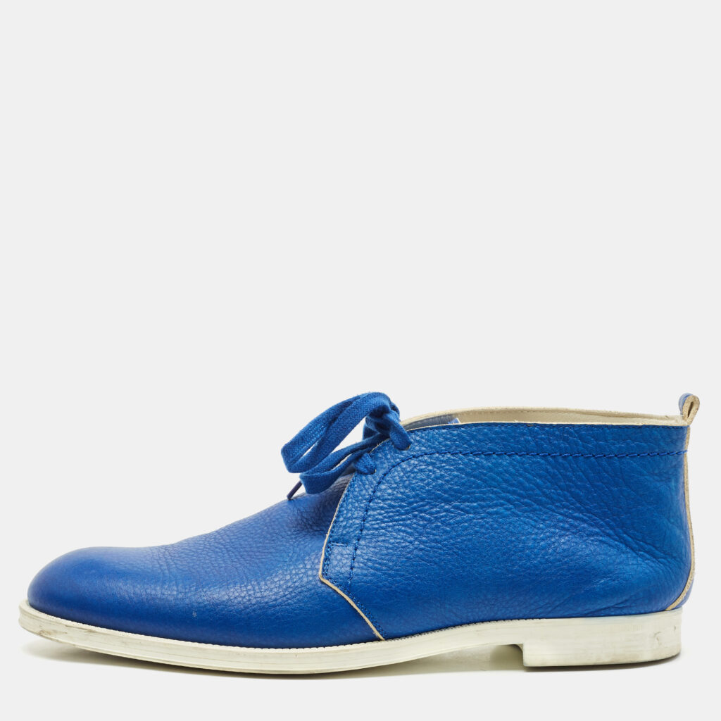 luxury-men-jimmy-choo-used-shoes-p1158567-001 Jimmy Choo Blue Leather Ankle Length Boots Size 44.5