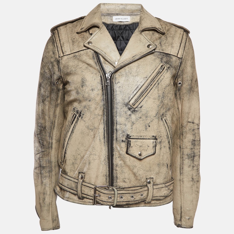 luxury-men-john-elliott-used-clothes-p982878-1716443634-002 John Elliott X Blackmeans Beige Distress Ivory Paint Leather Riders Jacket XL
