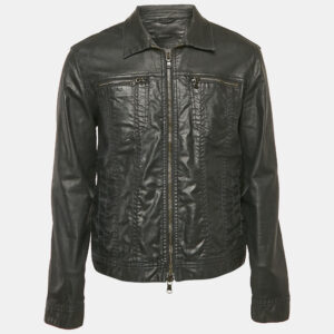 John Varvatos Black Denim Zip-Up Jacket M