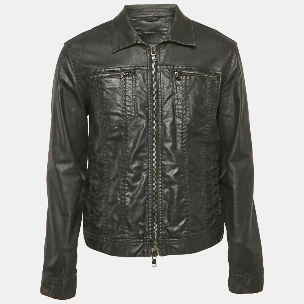 luxury-men-john-varvatos-used-clothes-p1163116-001 John Varvatos Black Denim Zip-Up Jacket M